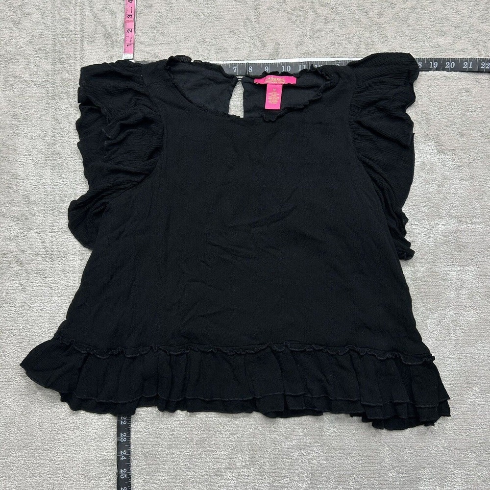 Catherine Blouse Women's Medium Black Cowl Sleeveless Crew Neck Top